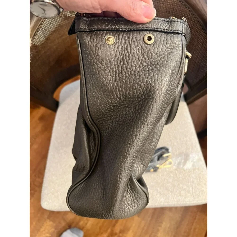 MCM Pebbled Leather Gray Satchel Bag